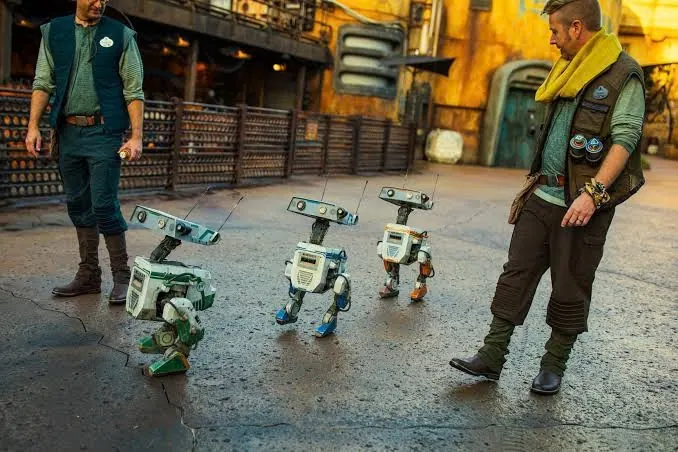 Disney bipedal robots walking with people